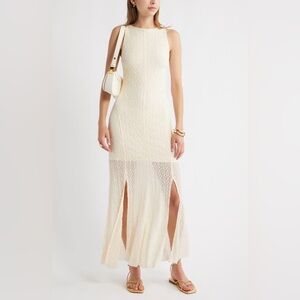 OPEN EDIT Sleeveless Lace Maxi Dress - Natural